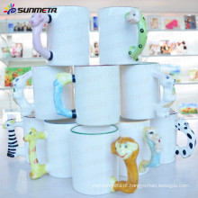 Sunmeta fábrica fornecimento 11 onças em branco Sublimação Mug com Animal Handle